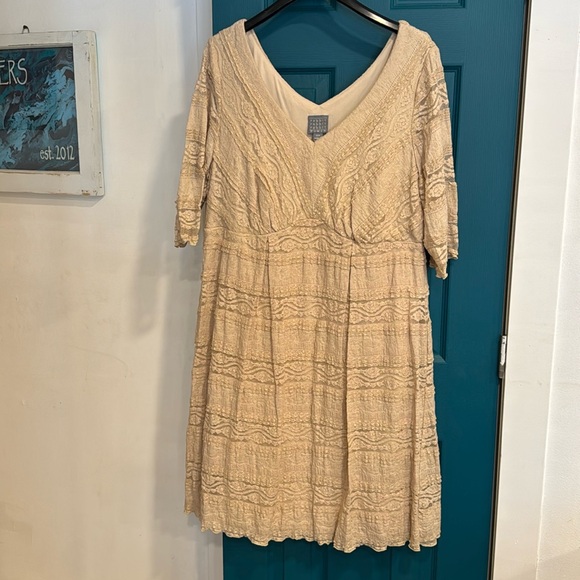 Rabbit Rabbit Rabbit beige lace stretchy dress- 20W - Picture 1 of 5